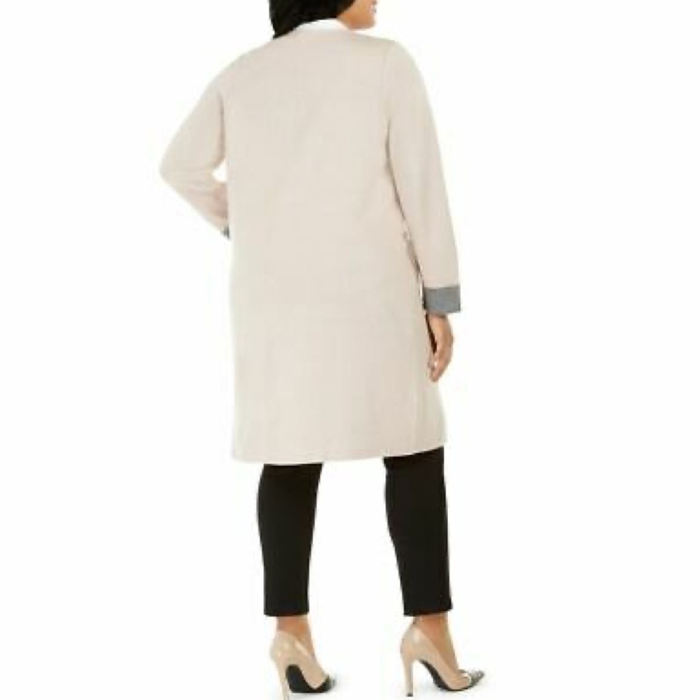 Calvin Klein Open Front Dster Cardigan in Pink and Gray Plus Size 2X NWT - Picture 2 of 10